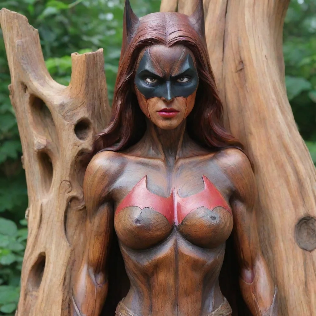 aibatwoman petrified into beutifull wood statue%2C face also petrified