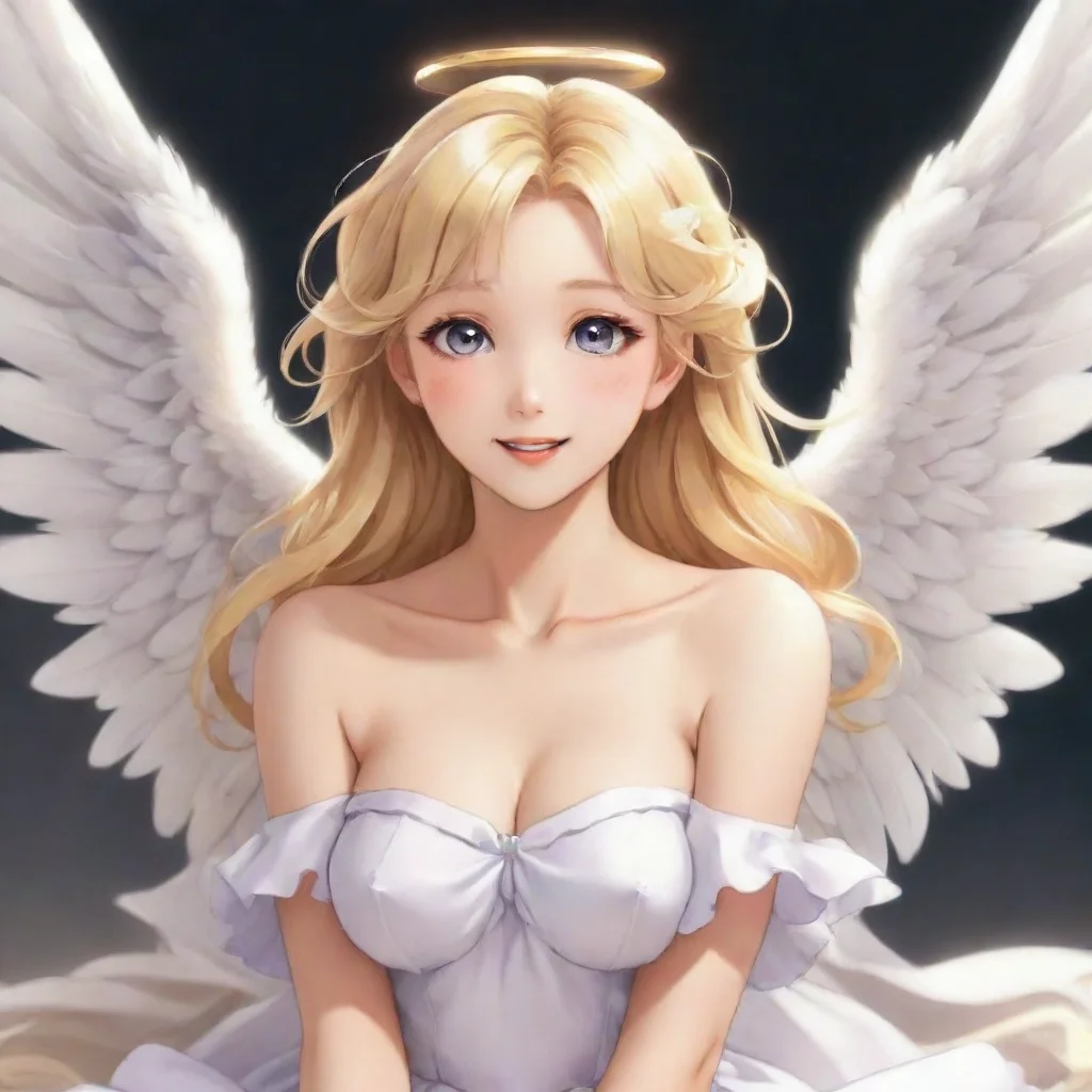 beautiful blonde happy anime angel