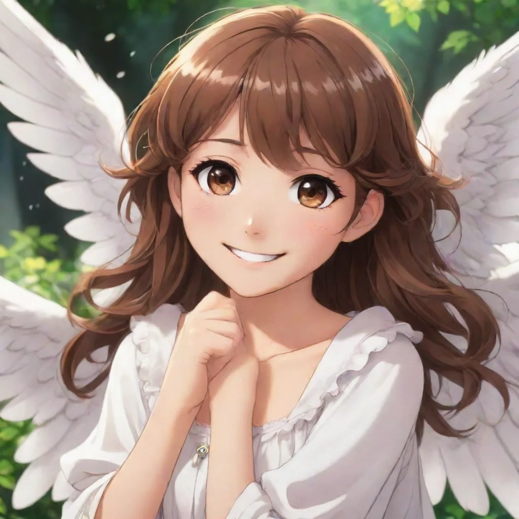 aibeautiful brown haired anime angel smiling