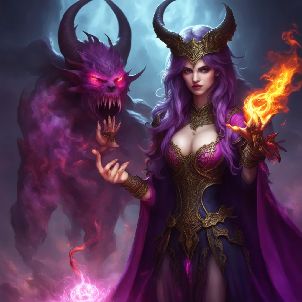 aibeautiful conjurer female summons a demon