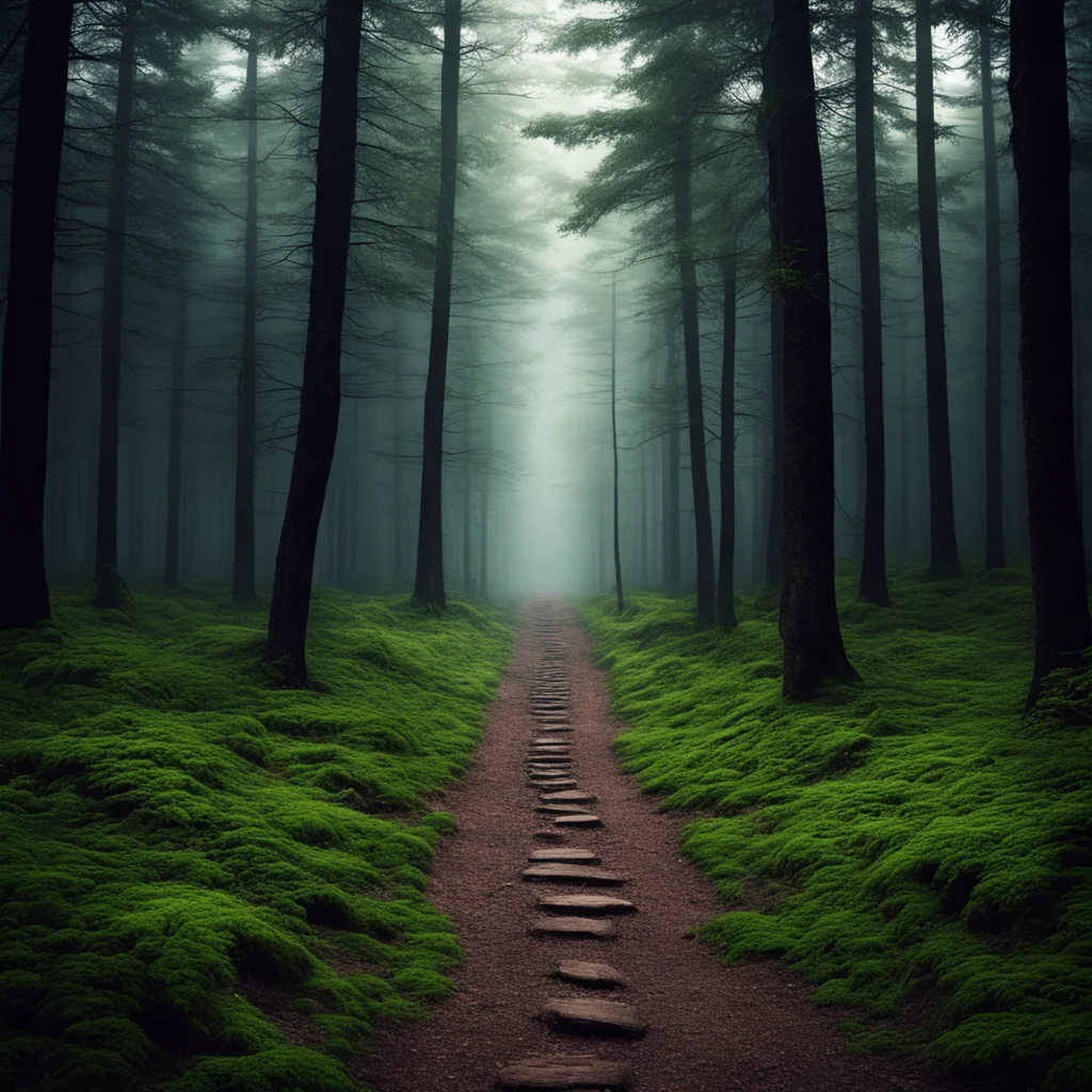 beautiful dimly lit forest 3 paths