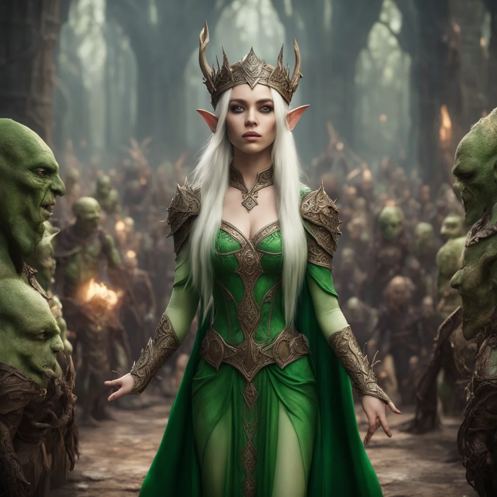 aibeautiful elven princess sacrified by orcs in religious ritual