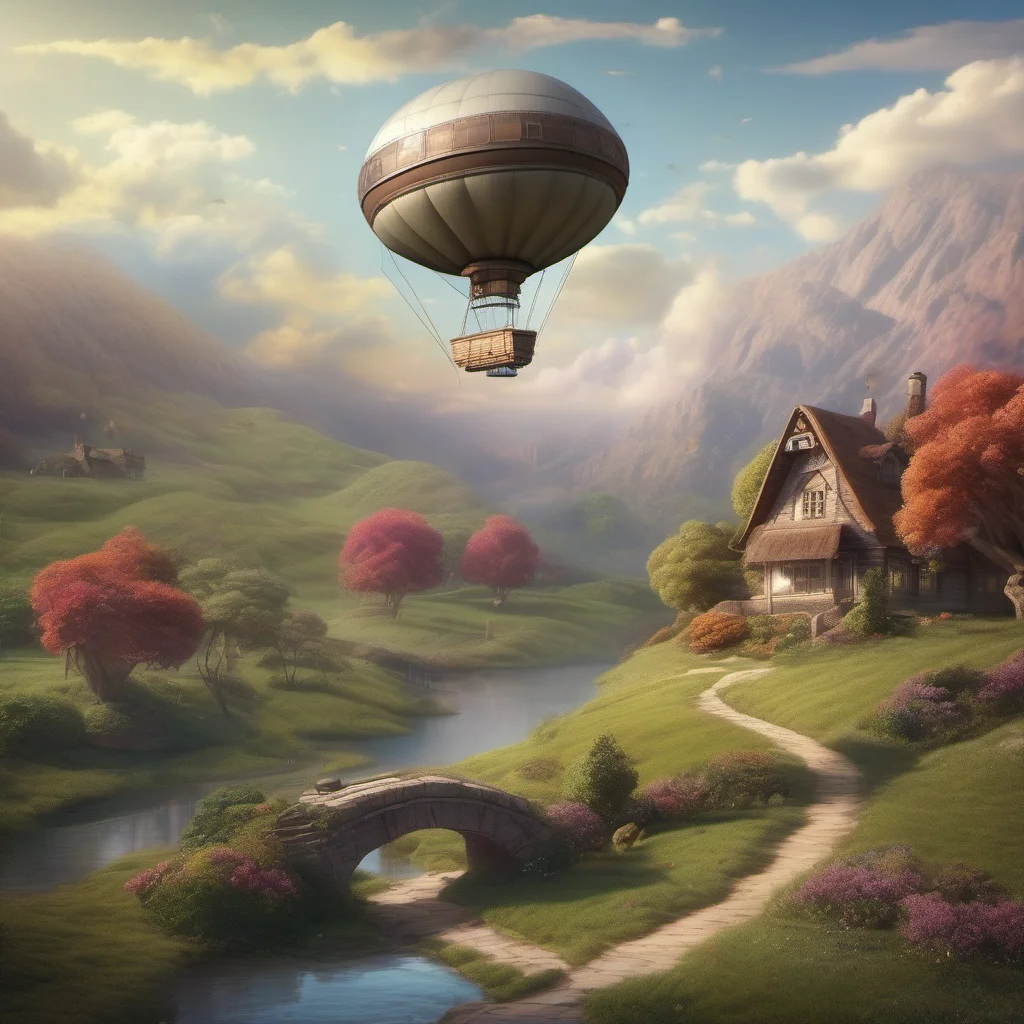 aibeautiful fantasy landscape flying blimp cottage on path to sweeping views amazing awesome portrait 2