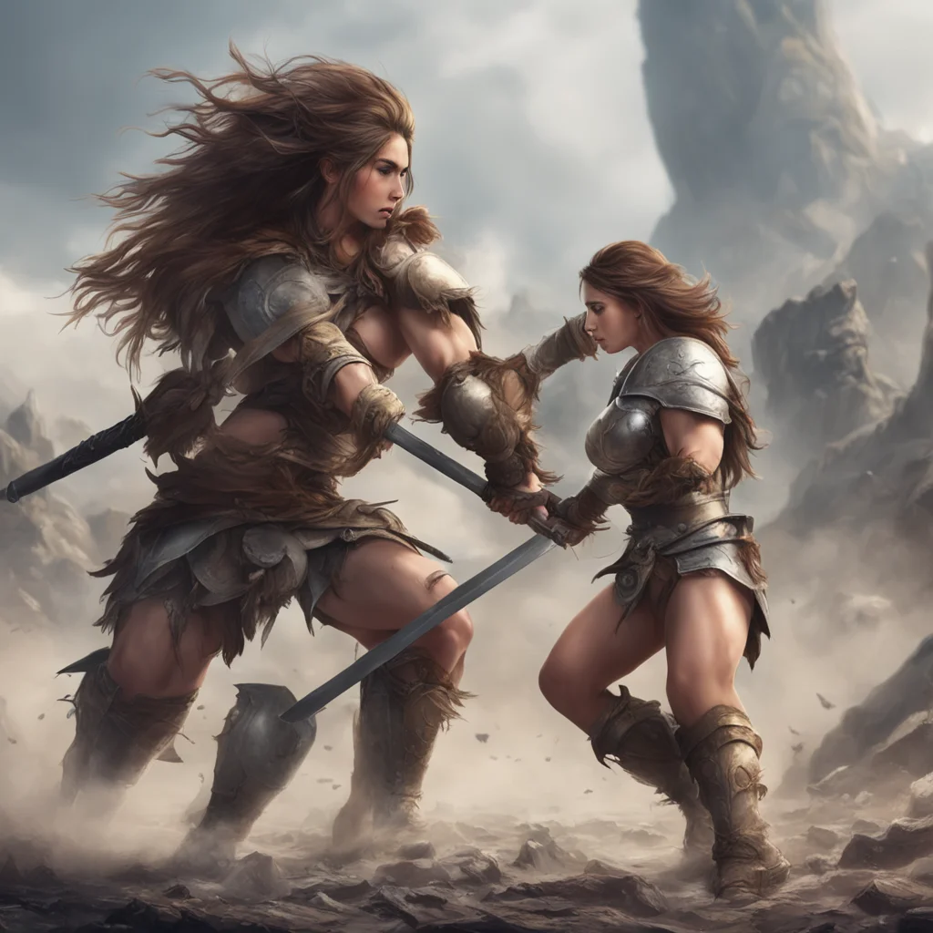 aibeautiful female warrior has been knocked off by a giant in fight amazing awesome portrait 2