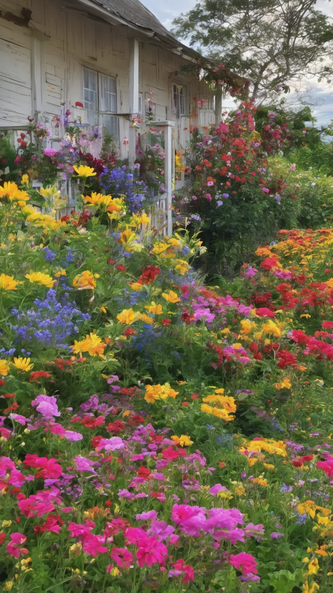 aibeautiful homestead relaxing farm colourful flowers tall