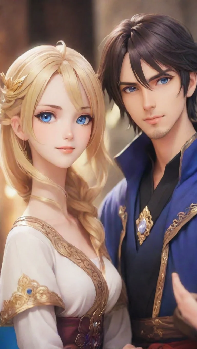 beautiful male and female mage hd art detailed anime characters eyes clear stunning husband and wife wow bokehstylized tall