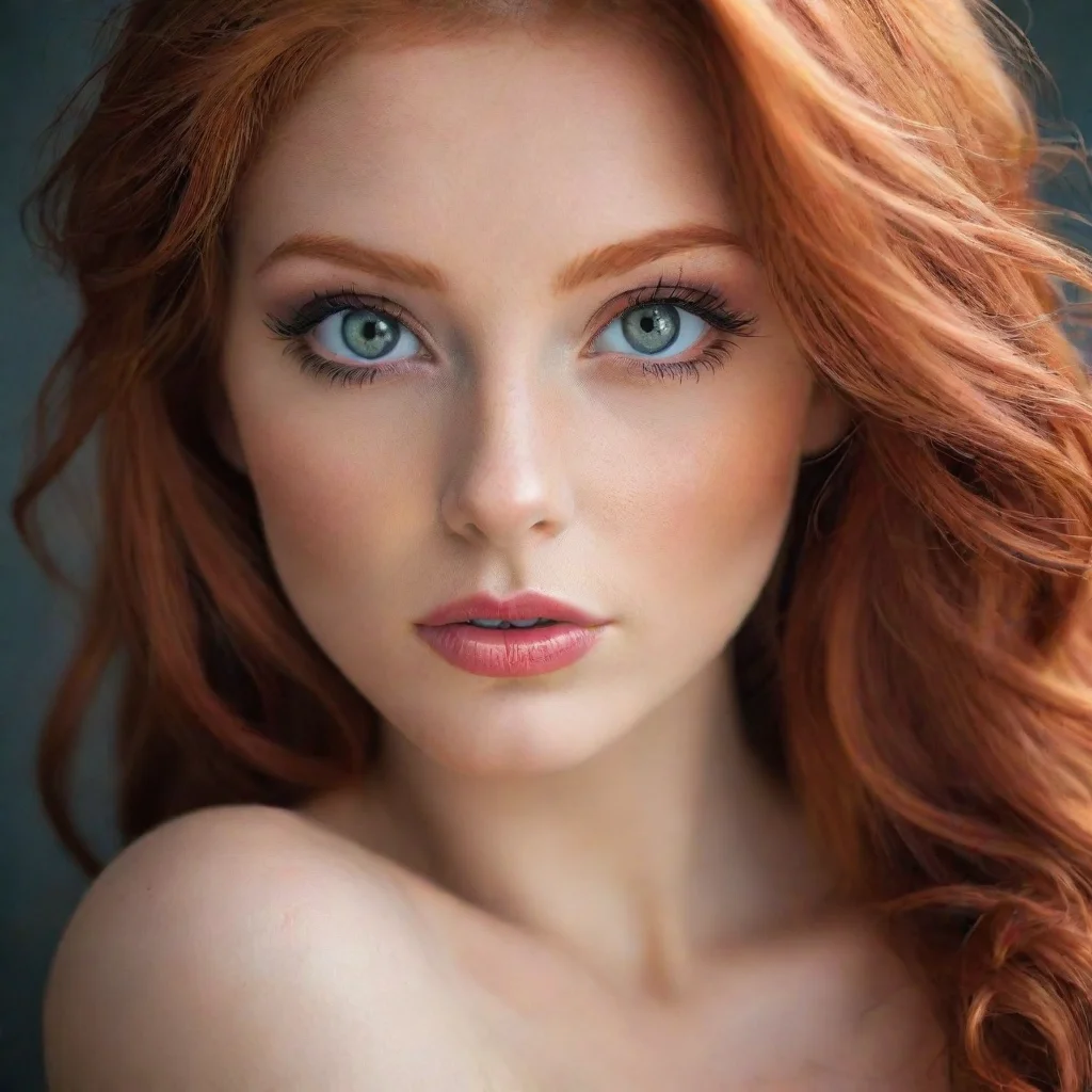 beautiful redhead amazing eyes clear stunning sensual seductive look strong red vibrant colors
