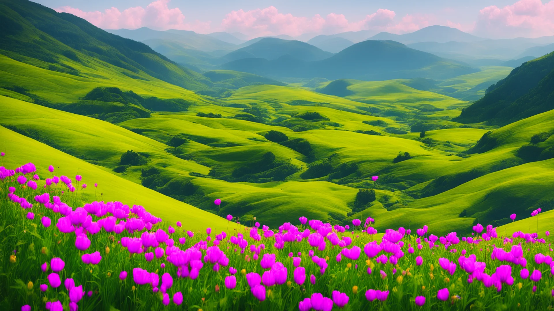 beautiful scenery amazing land peaceful lowfi flowers hills confident engaging wow artstation art 3 wide