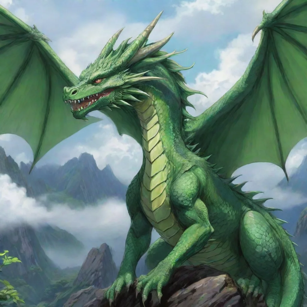 aibeautiful winged dragon green dragon ghibli anime hd detailed aesthetic