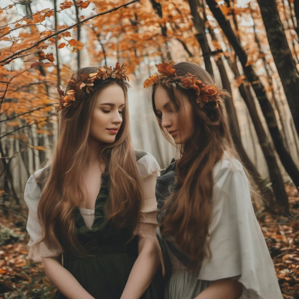 beautiful women in forest 