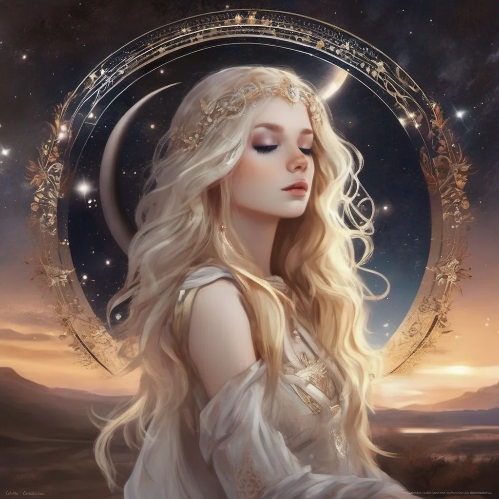 aibeauty grace seductive fantasy art goddess celestial blonde blond brown eyes stars sun moon galaxy good looking trending fantastic 1