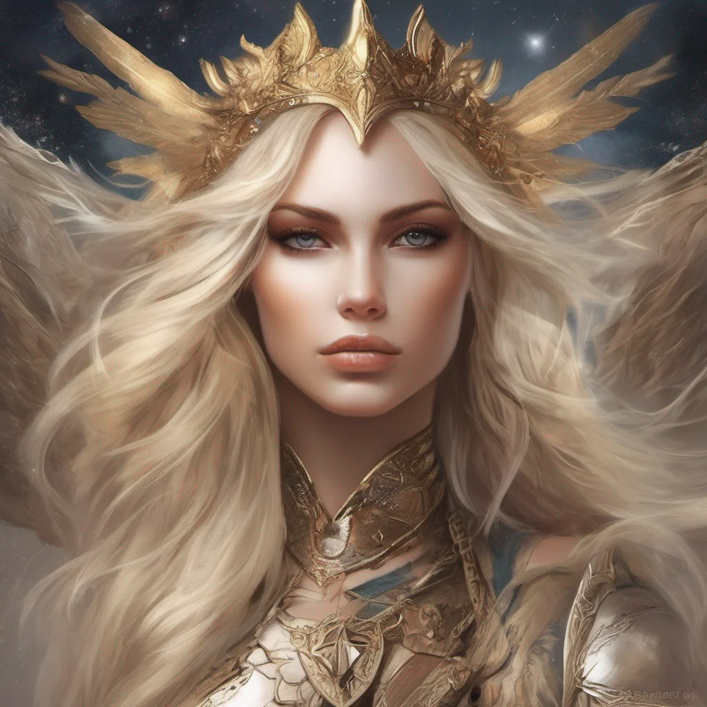 aibeauty grace seductive fantasy art warrior princess goddess celestial blonde blond brown eyes