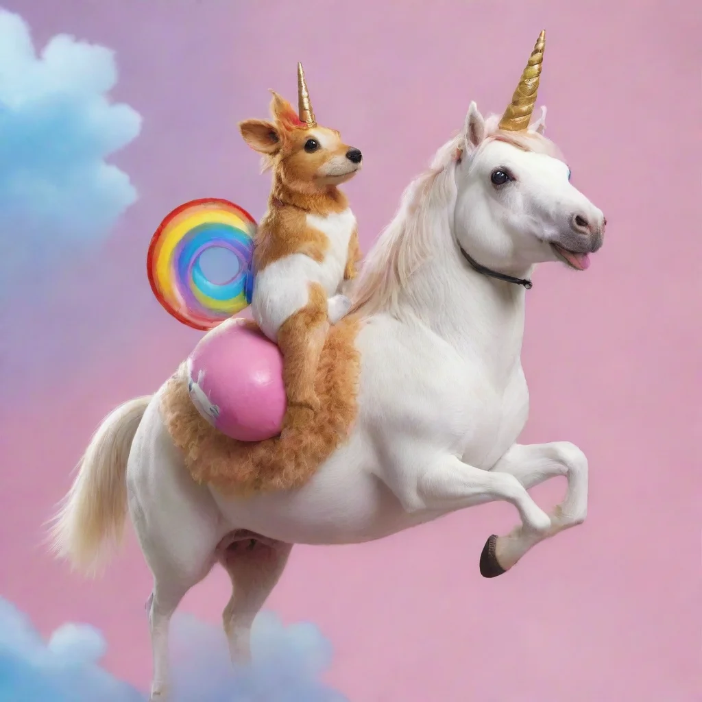 aibeaver and sousagedog on a unicorn