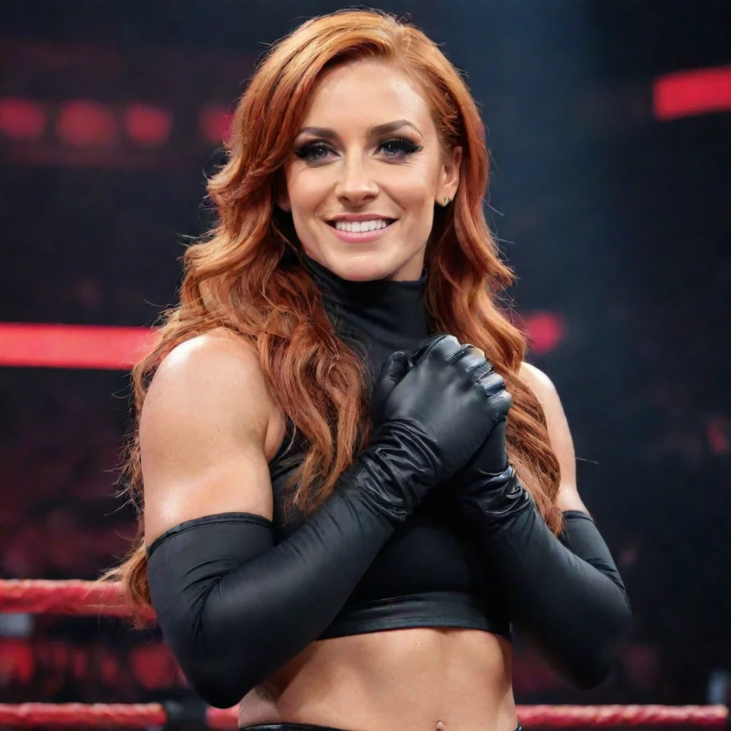 aibecky lynch on wwe monday night raw smiling with black gloves