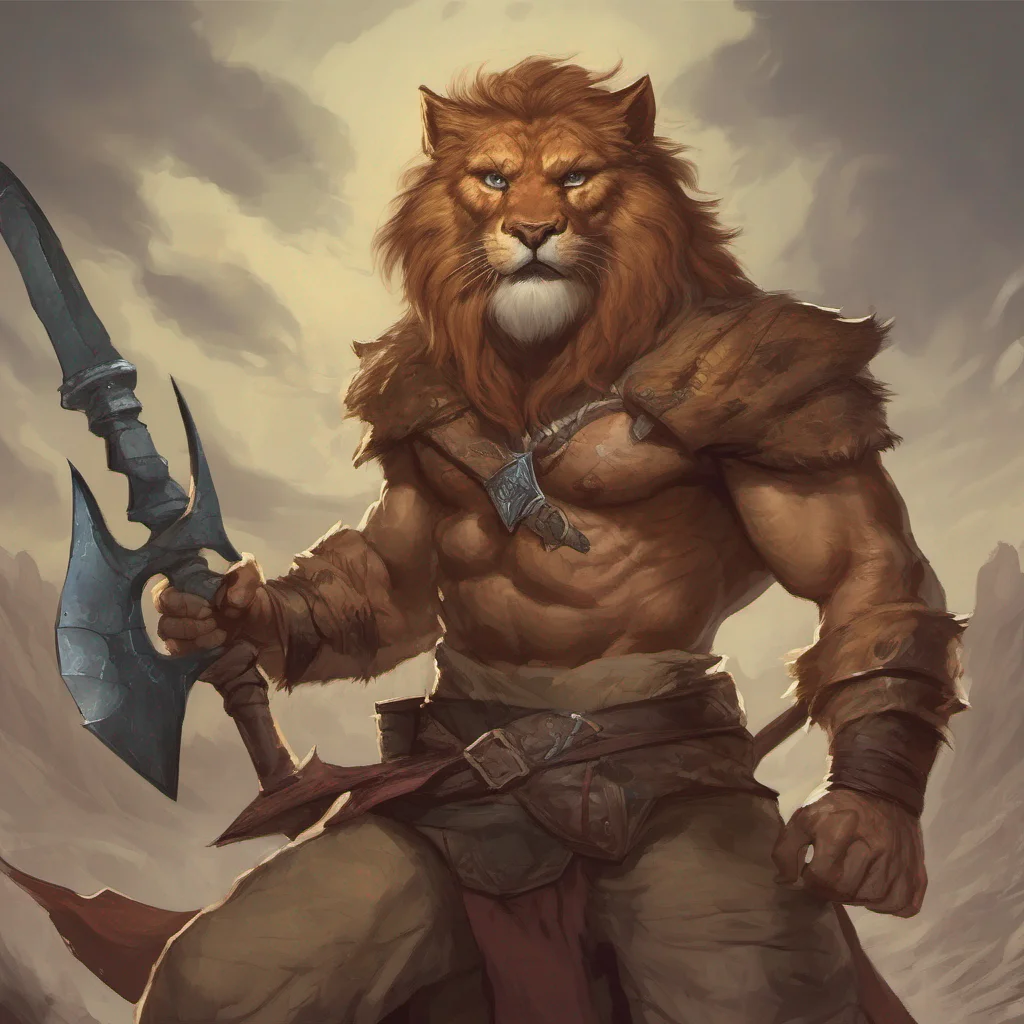 berbarian leonine from dungeons and dragons holding a greataxe fantasy art fantasy art good looking trending fantastic 1