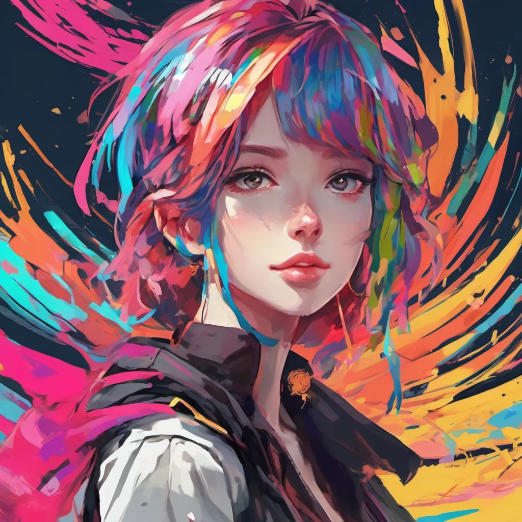 best character anime portrait confidence stunning bold colorful art 