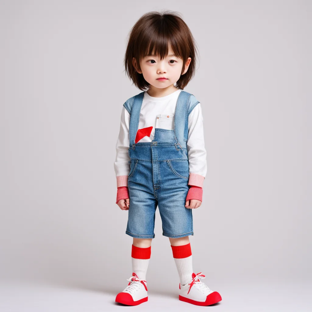 aibest quality%2C kid%2C japanese%2C short brown hair%2C white skin%2C wearing denim shorts%2C red socks. amazing awesome portrait 2