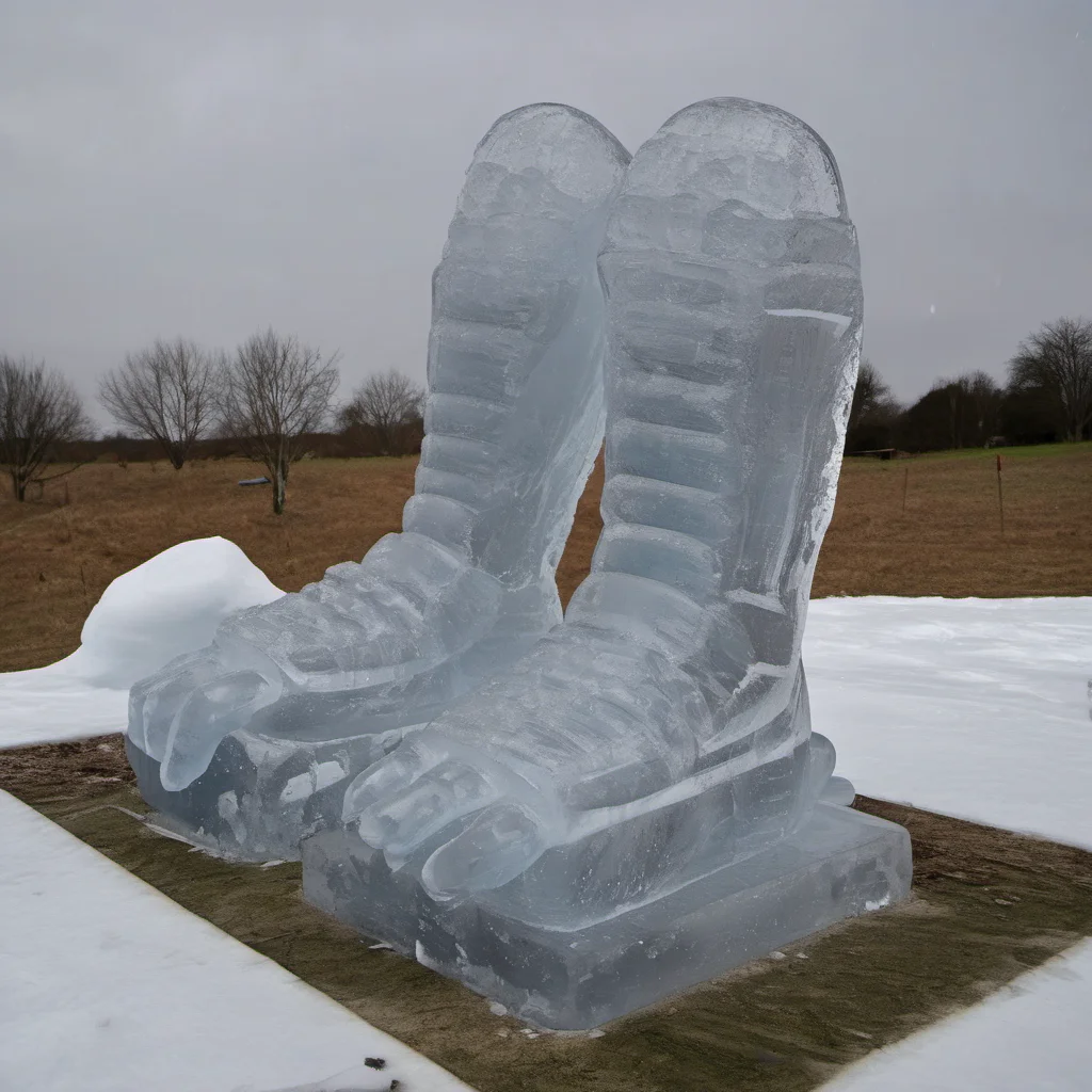 big feet   sculpture   erection   ice