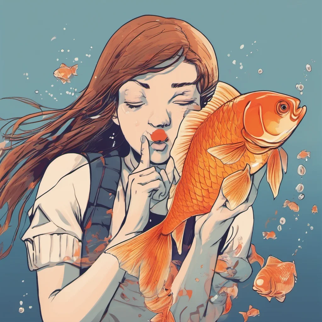aibig goldfish biting off the head of a girl good looking trending fantastic 1