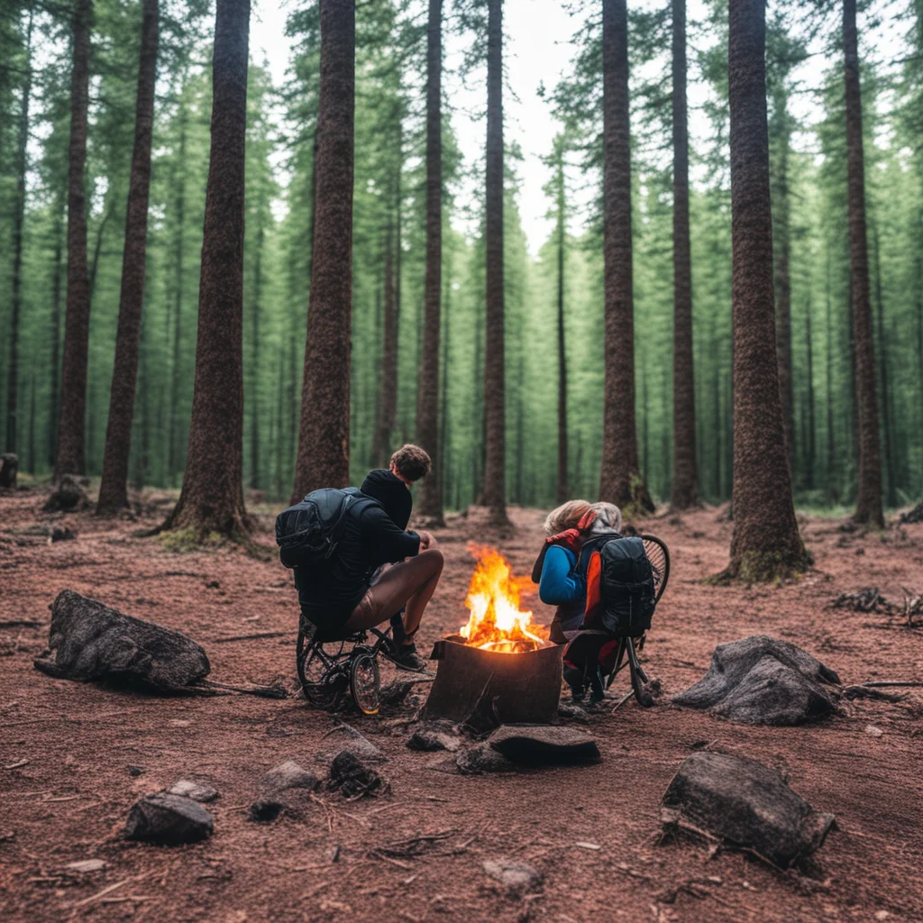 bikepacker couple campfire camping forrest amazing awesome portrait 2