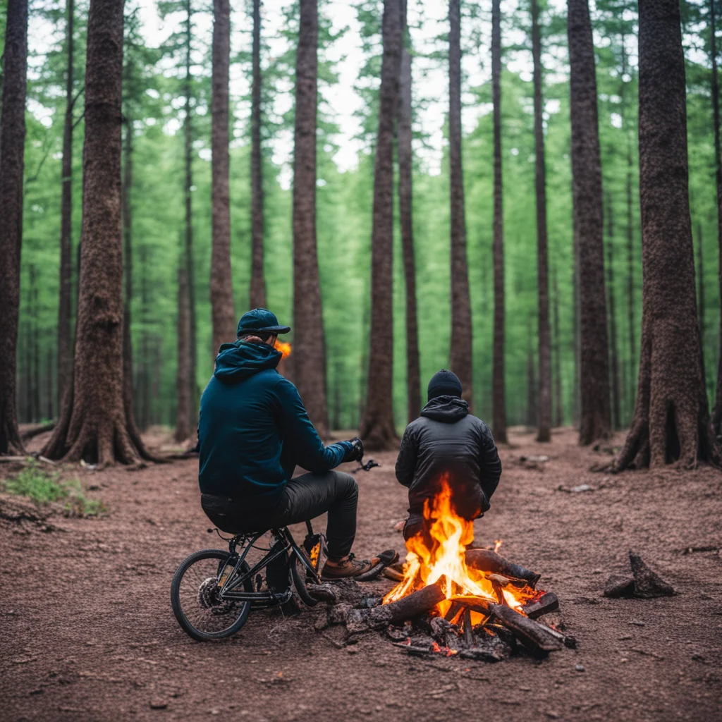 bikepacker couple campfire camping forrest good looking trending fantastic 1