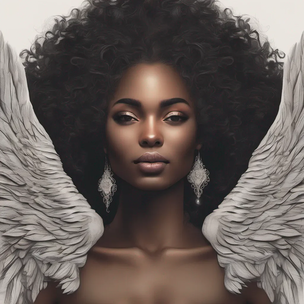 black beautiful woman with curly hair angel amazing awesome portrait 2
