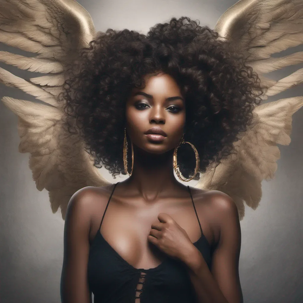 aiblack beautiful woman with curly hair angel good looking trending fantastic 1
