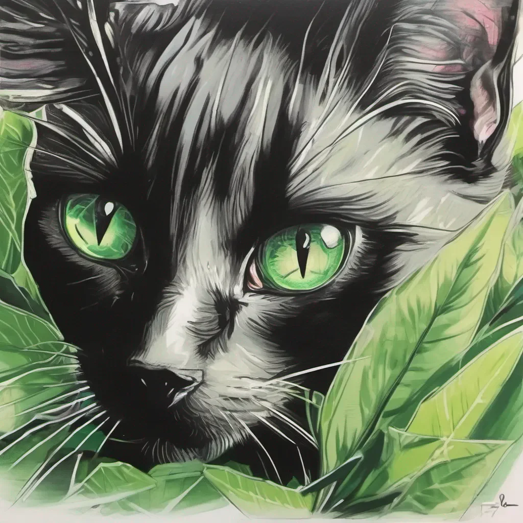 aiblack cat green eyes confident engaging wow artstation art 3
