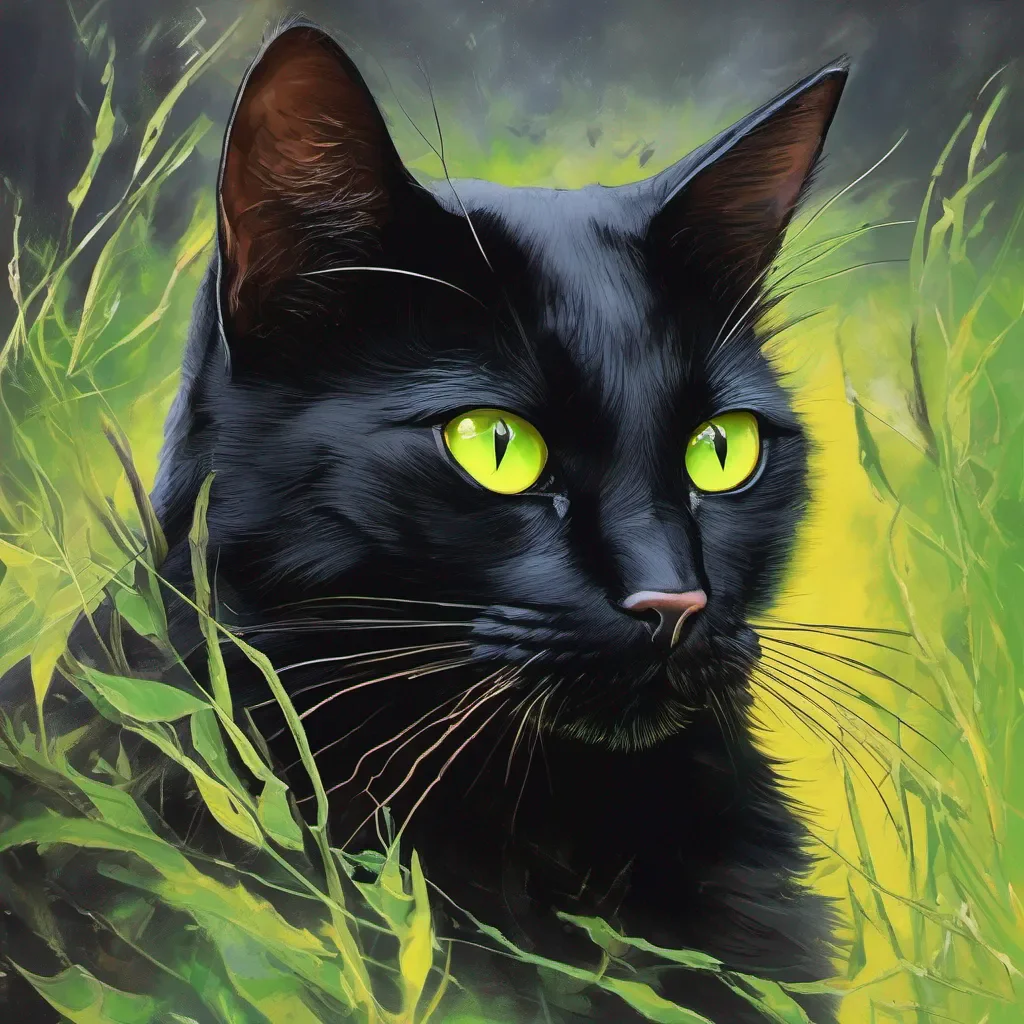 aiblack cat yellow green eyes