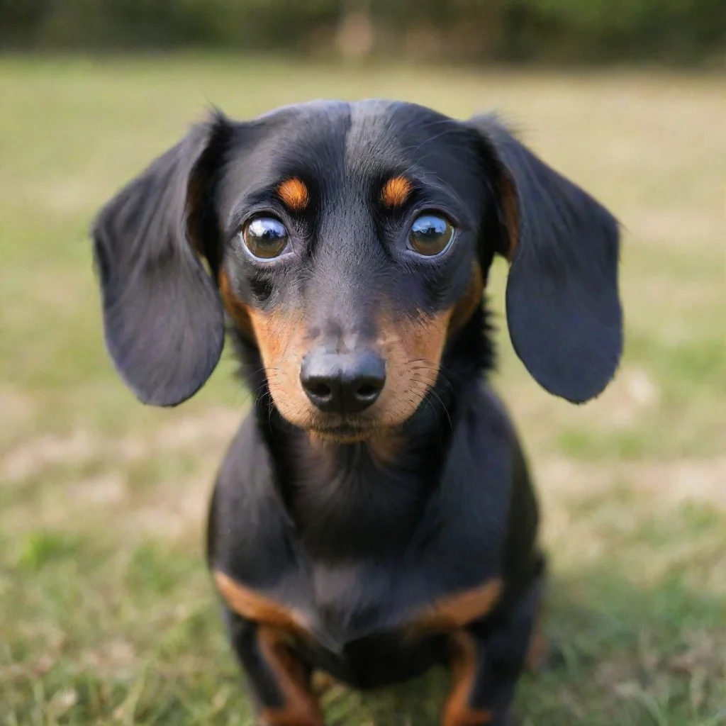black dachshund with wide eyes