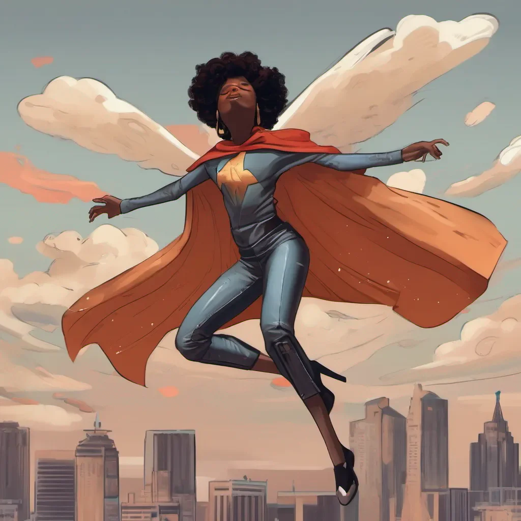 aiblack girl wearing a cape that can fly confident engaging wow artstation art 3