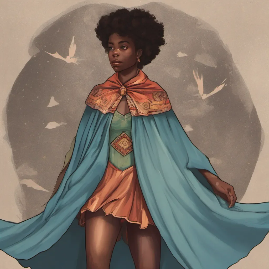 black girl wearing a cape that can fly good looking trending fantastic 1