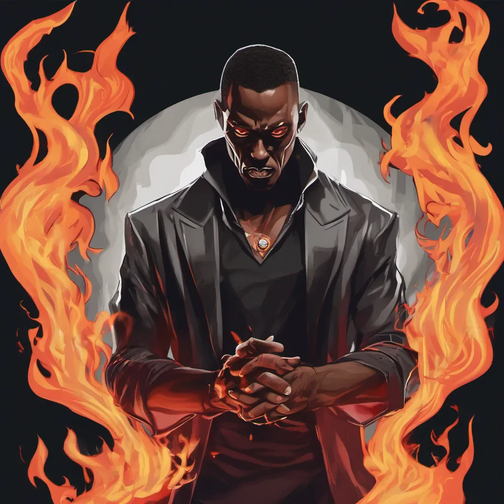 aiblack man evil villian with flames coming from his hands amazing awesome portrait 2