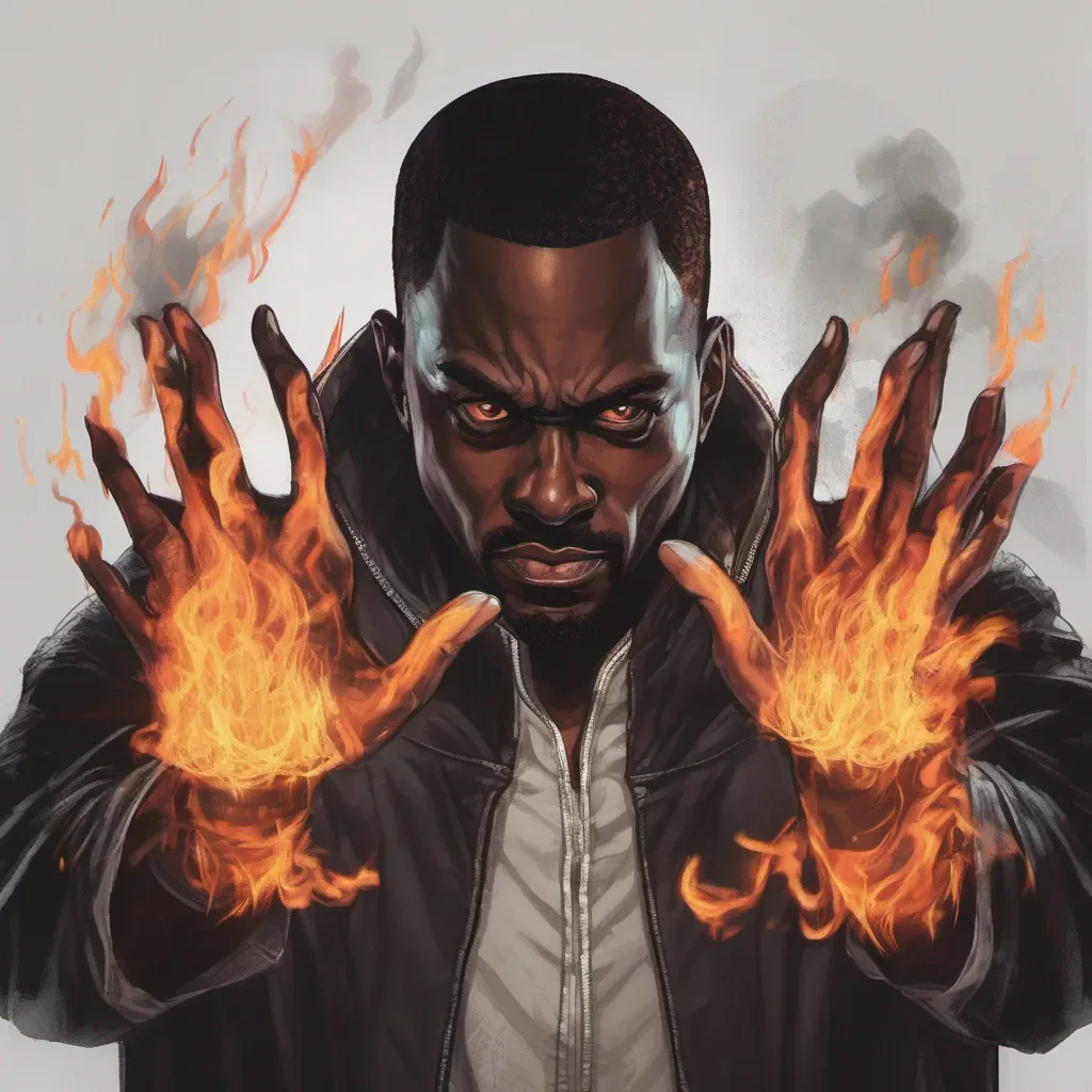 black man evil villian with flames coming from his hands good looking trending fantastic 1