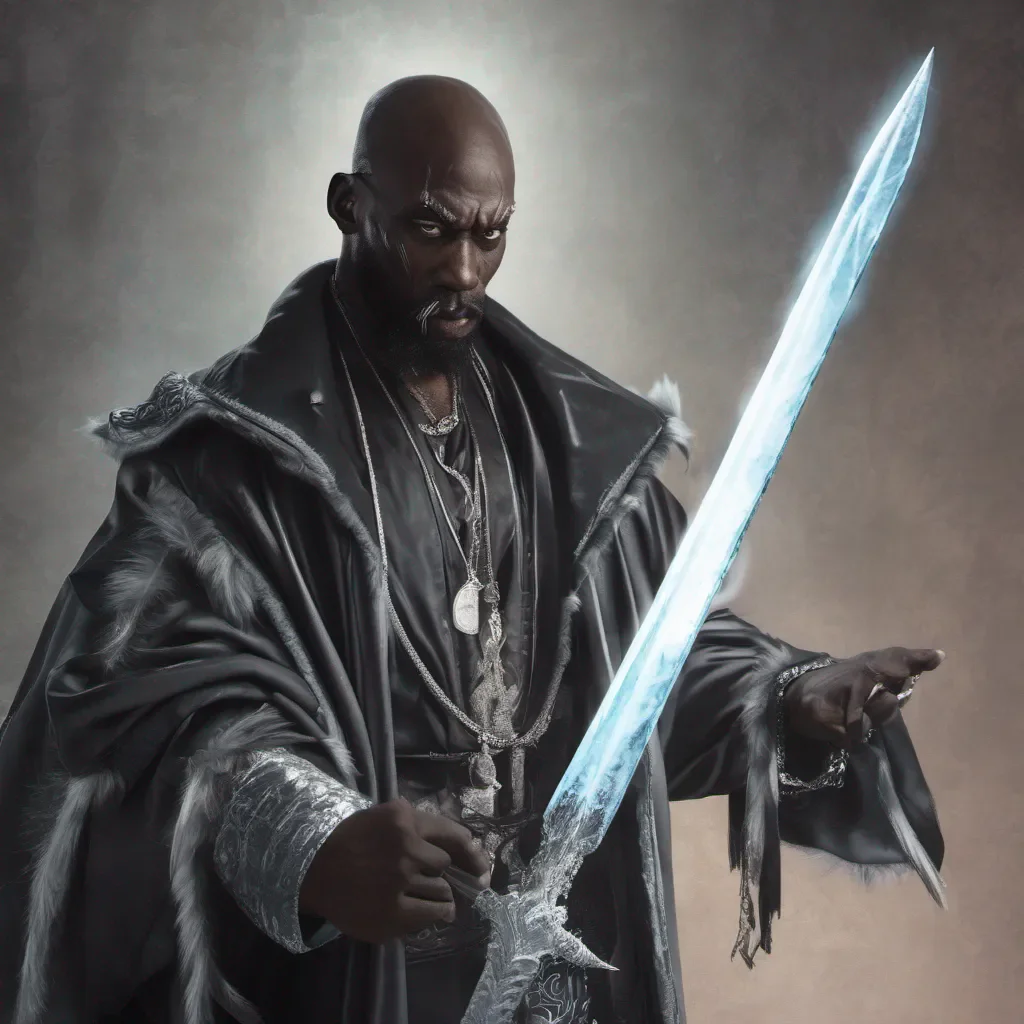 aiblack man evil villian with ice sword amazing awesome portrait 2