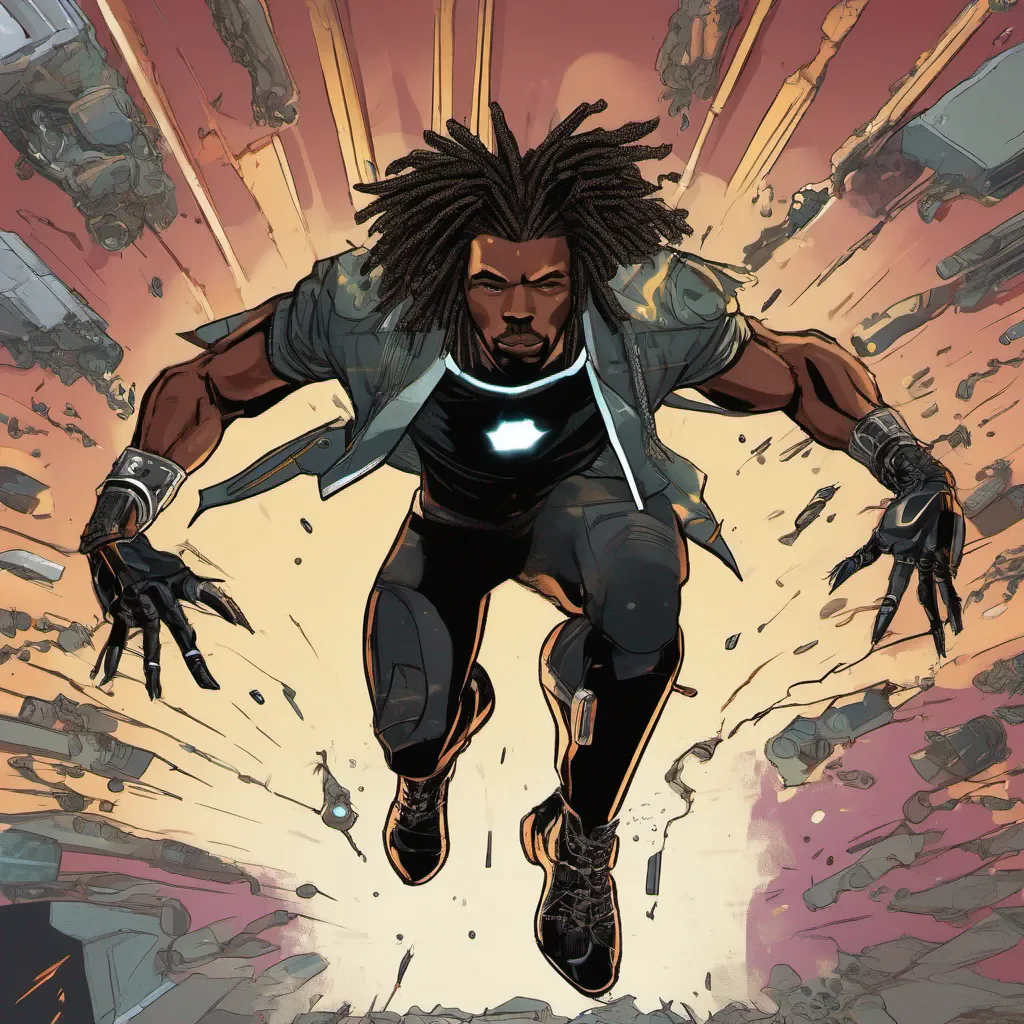 black man superhero with spiked up locs with electric hands confident engaging wow artstation art 3