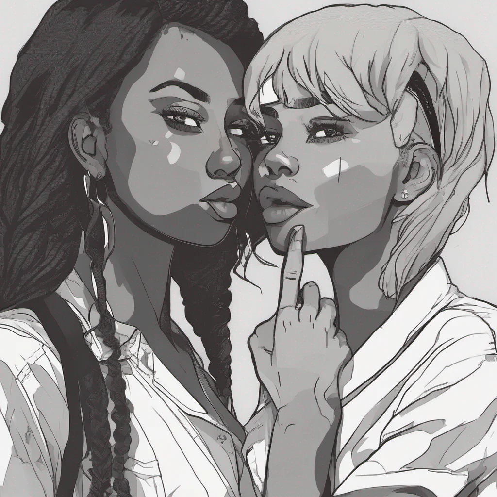black seductive lesbian kiss amazing awesome portrait 2