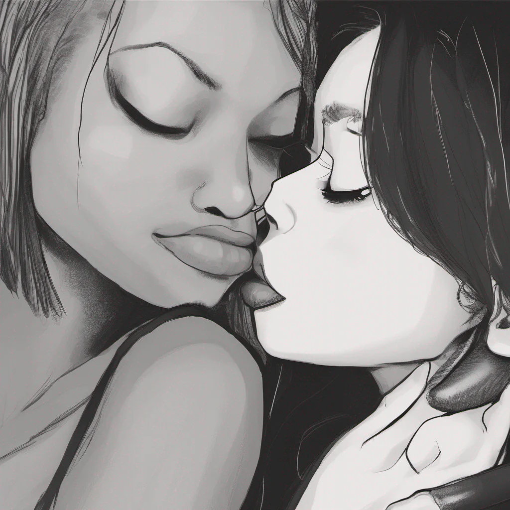 black seductive lesbian kiss confident engaging wow artstation art 3
