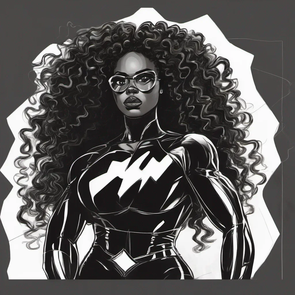 aiblack woman superhero  with curls