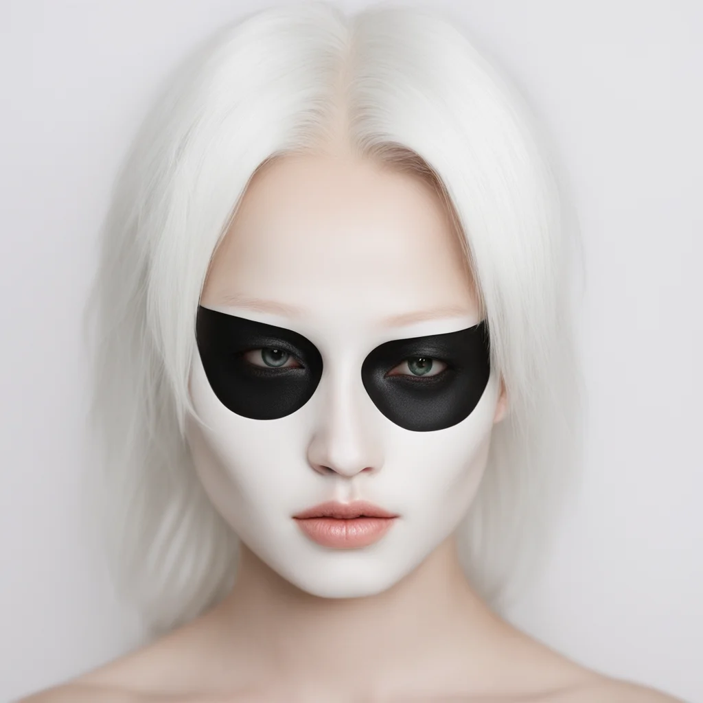 aibleachwhite haired  hollow mask bright skin tone