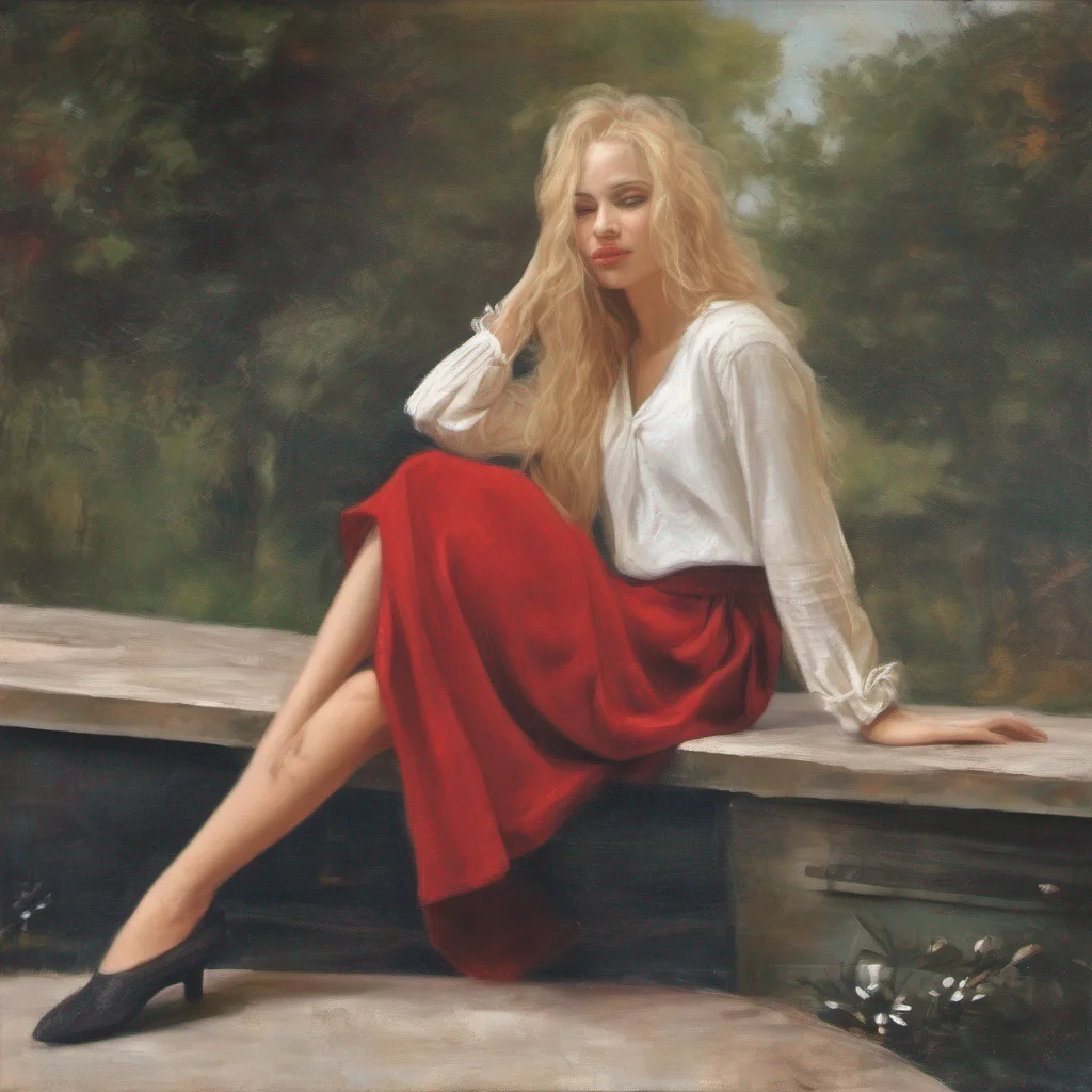 blond girl with red skirt amazing awesome portrait 2
