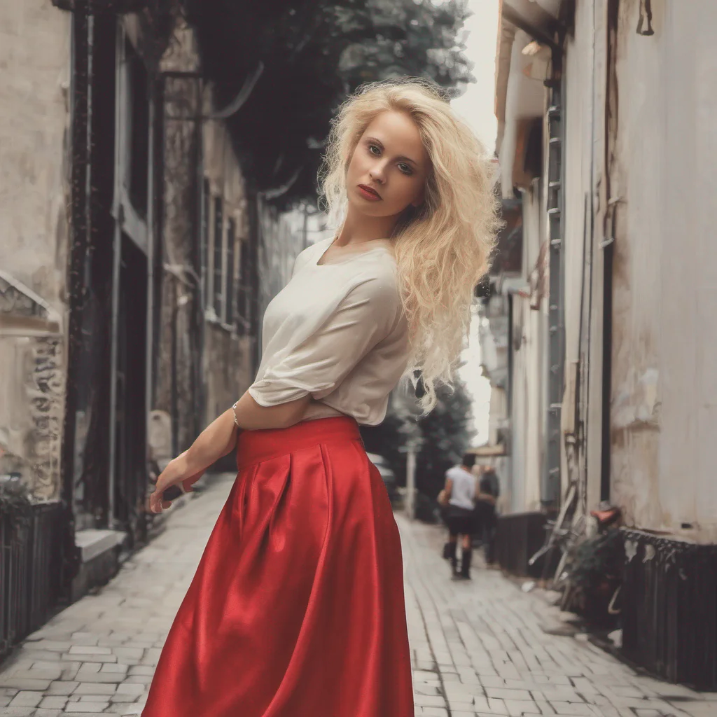 aiblond girl with red skirt good looking trending fantastic 1