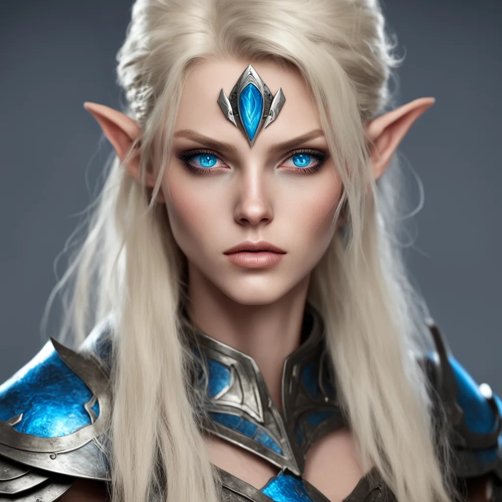 aiblonde elf warrior with blue eyes confident engaging wow artstation art 3