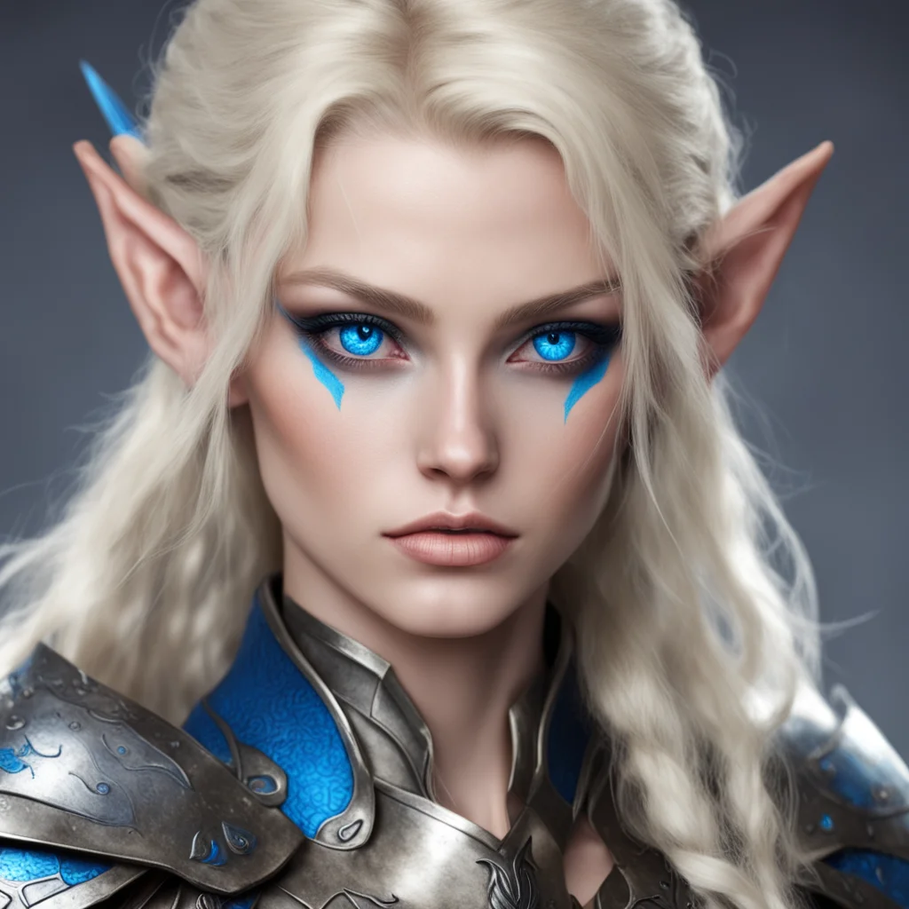 aiblonde elf warrior with blue eyes