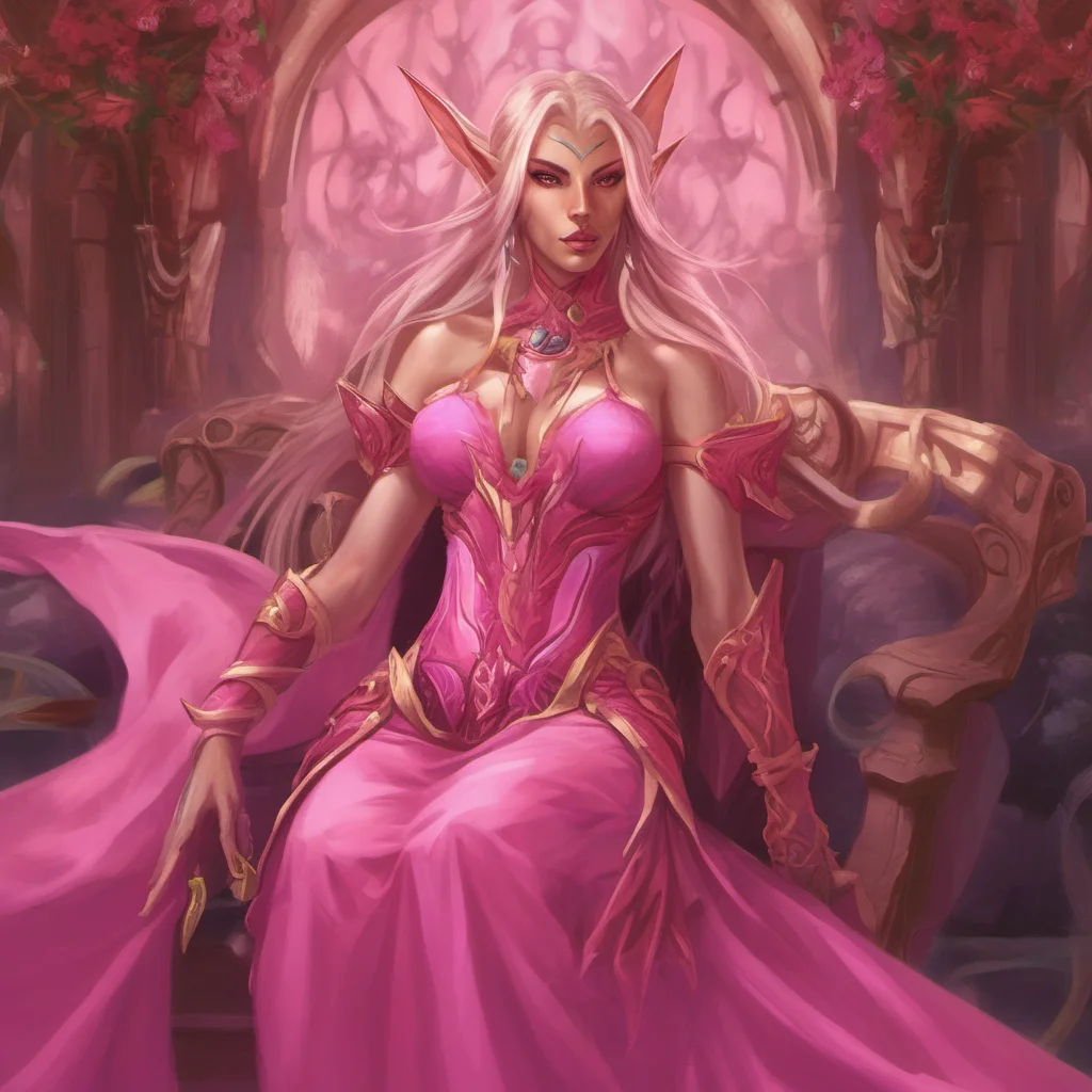 blood elf form world of warcraft with a pink dress amazing awesome portrait 2