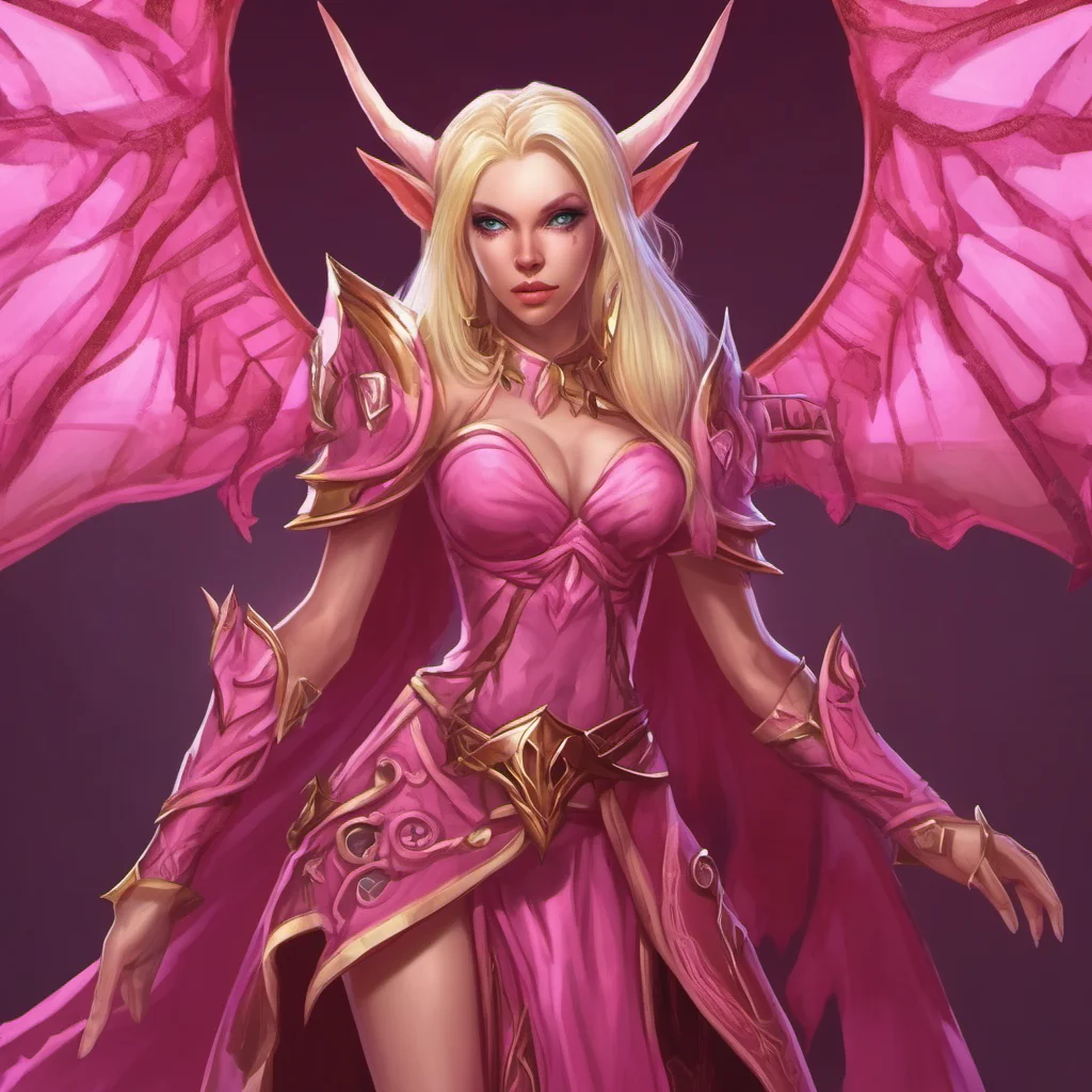 blood elf form world of warcraft with a pink dress confident engaging wow artstation art 3
