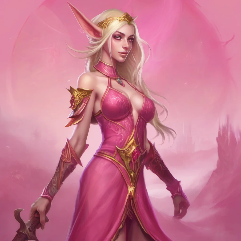 blood elf form world of warcraft with a pink dress good looking trending fantastic 1