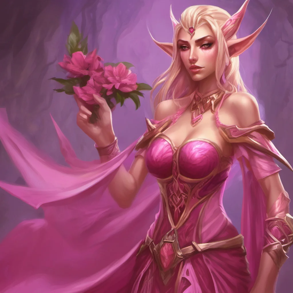 blood elf form world of warcraft with a pink dress