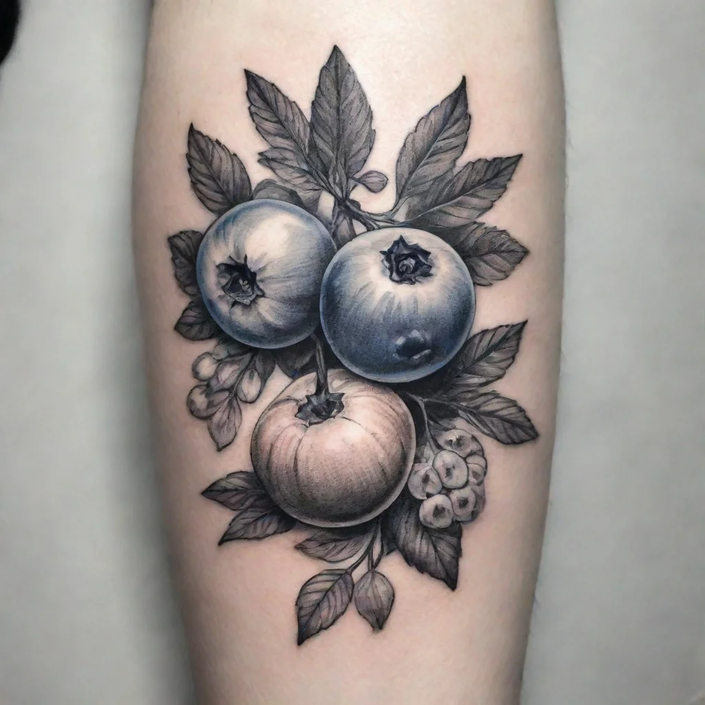 aiblueberry and gooseberry black and white fine line tattoo