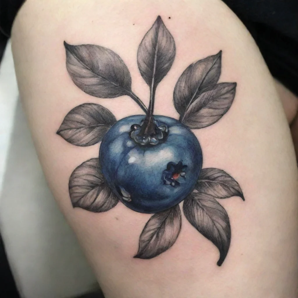 blueberry black and white fine line tattoo